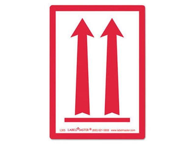 LabelMaster L305 Shipping And Handling Self-Adhesive Label, 5 X 3 1/2, Red Arrows, 500/Roll