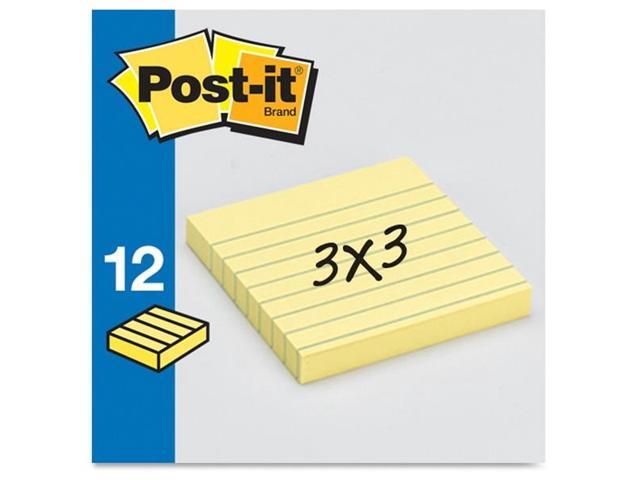 3M Post-it Notes Lined 3'x3' 100 Sheets/PD 12/PK Yellow 630SS