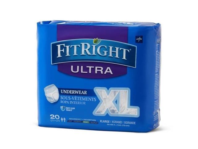 Medline FitRight Ultra Protective Underwear X-Large 56'-68' 20/Bag (FIT23600A) FIT23600ACT