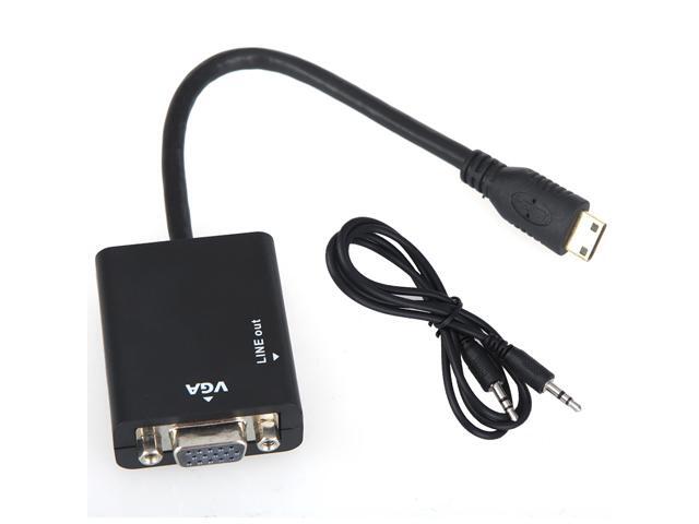1080P Mini HDMI Male to VGA Female Cable Video Converter Adapter HD Conversion Cable with Audio Output