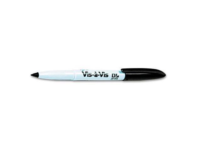 Expo Vis-à-Vis Wet Erase Overhead Transparency Marker Fine Marker Point Type - Black Ink - White Barrel - 12 / Dozen