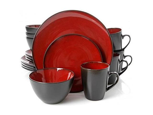 Gibson 94827.16 GH SoHo Lounge Round Dinnerware, Red - 16 Piece