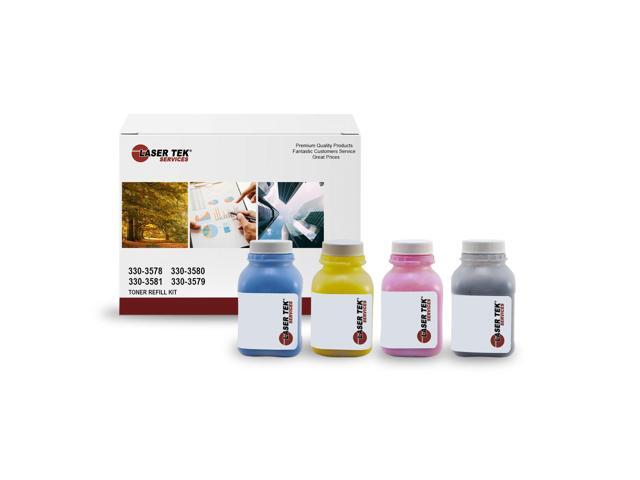 4Pk LTS 1230 CMYK HY Toner Refill Kit Compatible for Dell 1230 1230c 1230cn