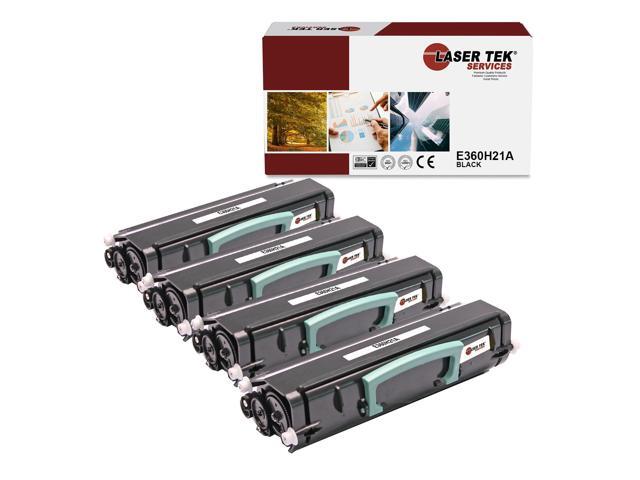 4Pk LTS E360 E360H21A Black Remanufactured for Lexmark E360 E460 Toner Cartridge