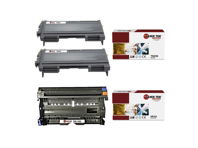 Laser Tek Services Compatible TN-350 DR-350 Toner Cartridge and Drum Unit Combo Replacement Brother HL2030 2040, IntelliFax 2820 2910, MFC7420,...