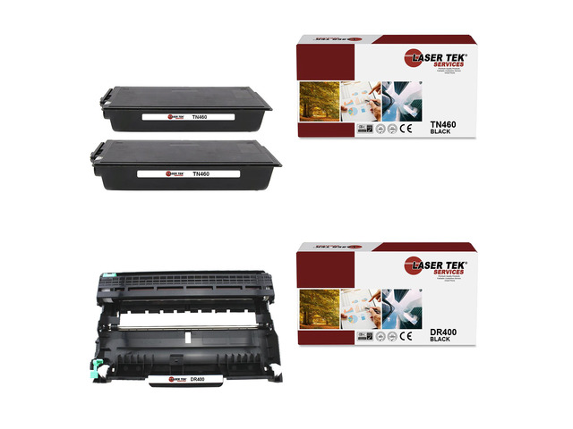 Laser Tek Services Compatible TN-460 DR-400 Toner Cartridge and Drum Unit Combo Replacement Brother HL1030 1230, DCP1200, Intellifax4100 4100E,...