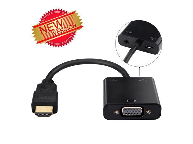 Patazon 1080P HDMI(Gold-Plated) Male to VGA Female Video Converter Adapter with Micro USB and 3.5mm Audio Port Cable Black For PC Laptop DVD, MAC...