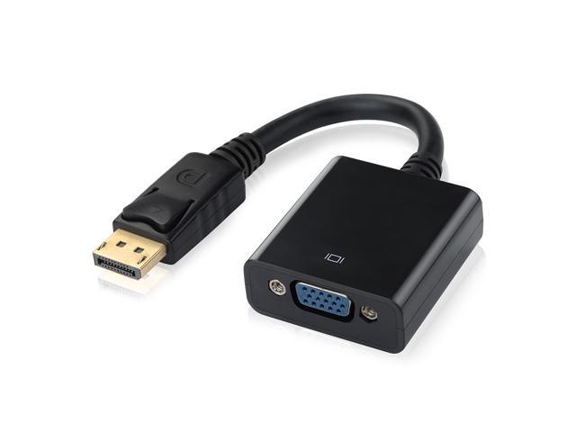 Black 1080P 20 Pin DP DisplayPort Male To 15 Pin VGA Female Adapter Cable Converter for Macbook, ThinkPad, PC, Laptop, Digital Monitor, Projector.