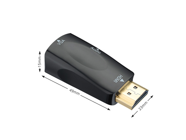 Gold-plated HDMI to VGA Converter Adapter with 3.5mm audio Port Cable For PC, Laptop, DVD, Desktop, Ultrabook, Notebook, Intel Nuc, Macbook Pro,...