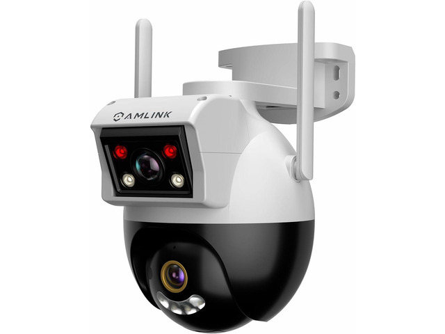 AMLINK 2X 2MP Dual-Lens WiFi Camera Outdoor, Human Detection, Motion-Tracking, w/ 2-Way Audio, Pan/Tilt Wireless IP Camera, NDAA Compliant, 30ft...