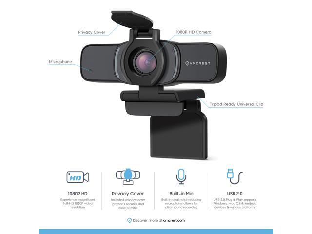 Amcrest 1080P Webcam with Microphone & Privacy Cover, Web Cam USB Camera, Computer HD Streaming Webcam for PC Desktop & Laptop w/ Mic, Wide Angle...