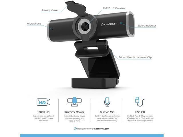 Amcrest 1080P Webcam with Microphone & Privacy Cover, Web Cam USB Camera, Computer HD Streaming Webcam for PC Desktop & Laptop w/Mic, Wide Angle...