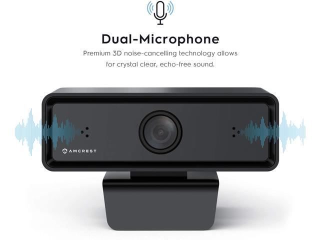 Amcrest Dual-Mic 1080P Webcam with Two Microphones for Enhanced Audio & 3D Noise Cancellation, Web Cam USB Computer Camera for PC Desktop & Laptop,...
