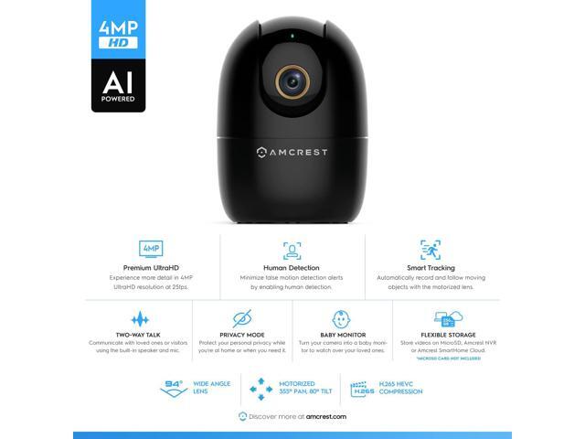 Amcrest 4MP WiFi Camera Indoor, Dog Camera, Sound & Baby Monitor, Human & Pet Detection, Motion-Tracking, w/ 2-Way Audio, Pan/Tilt Wireless IP...