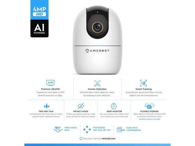 Amcrest 4MP WiFi Camera Indoor, Dog Camera, Sound & Baby Monitor, Human & Pet Detection, Motion-Tracking, w/ 2-Way Audio, Phone App, Pan/Tilt...