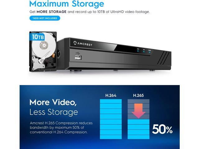 Amcrest 4K 8CH POE NVR (1080p/3MP/4MP/5MP/8MP) POE Network Video Recorder - Supports up to 8 x 8MP/4K IP Cameras, 8-Channel Power Over Ethernet...