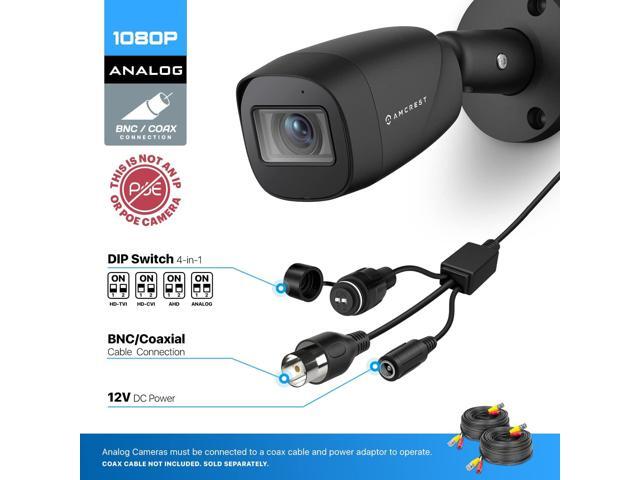 Amcrest Full HD 1080P 1920TVL Bullet Outdoor Security Camera (Quadbrid 4in1 HD-CVI/TVI/AHD/Analog), 2MP 1920x1080, 129° FOV, Black AMC1081BC28-B-V4