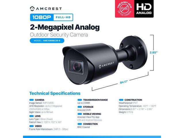 Amcrest 2MP Bullet Security Camera HD-CVI/TVI/AHD/Analog AMC1080BC28-B