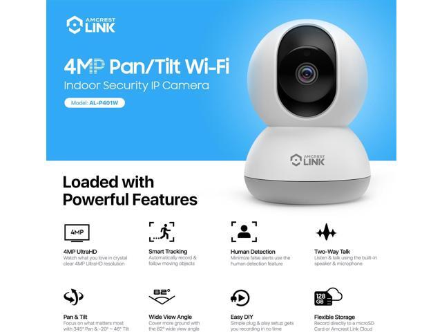 Amcrest Link 4MP WiFi Camera Indoor, Human Detection, Motion-Tracking, w/ 2-Way Audio, Pan/Tilt Wireless IP Camera, 30ft Night Vision, Built in...