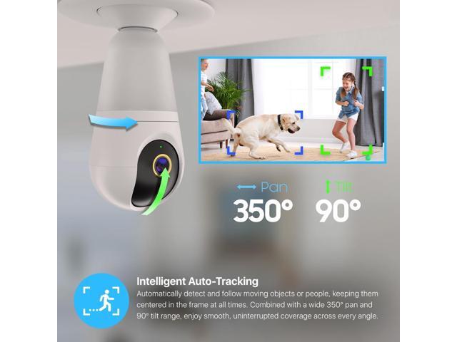 Amcrest Link 4MP Light Bulb WiFi Indoor/Outdoor Camera, Human Detection, 90.5° FOV, Pan/Tilt, IP45, AI Night Color, 2.4GHz/5GHz Dual Band Camera,...
