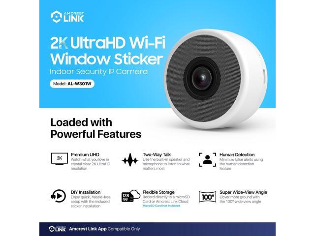 Amcrest Link 3MP 2K Window Camera, 2.4GHz & 5GHz WiFi Indoor Camera, AI Human & Motion Detection, Wide Angle 100° FOV, Night Vision, 2-Way Audio,...