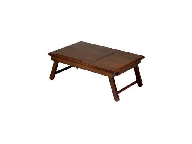 Winsome 94623 Alden Lap Desk Flip Top with Drawer Foldable Legs- Antique Walnut