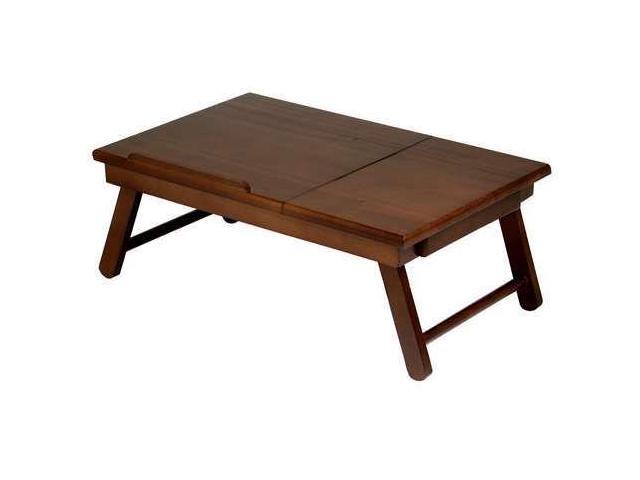 Winsome 94623 Alden Lap Desk Flip Top with Drawer Foldable Legs- Antique Walnut