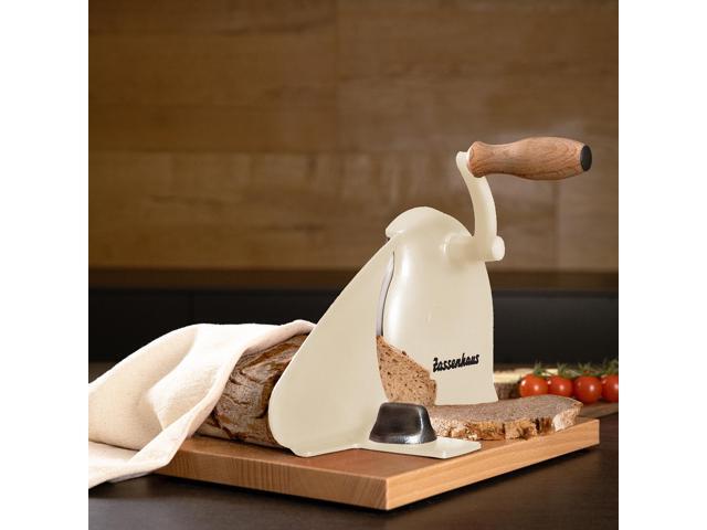 Zassenhaus Manual Bread Slicer, Hand Crank Home Bread Slicer, 11.75' x 8', Cream