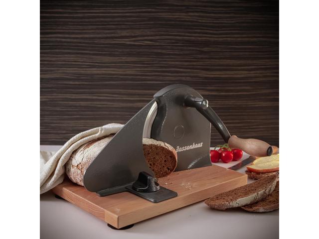 Zassenhaus Manual Bread Slicer, Hand Crank Home Bread Slicer, 11.75' x 8', Gray