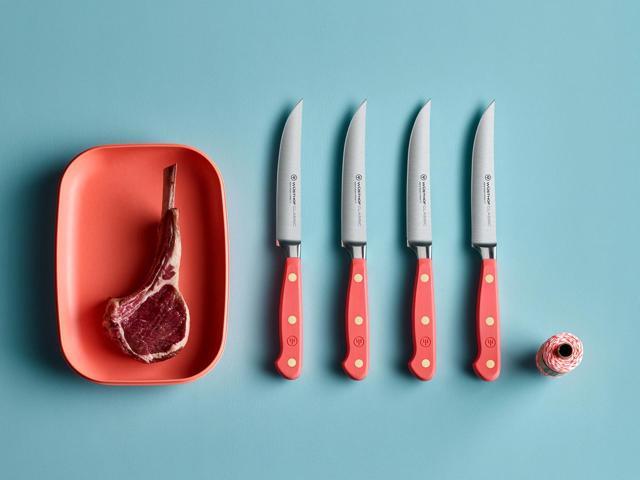 Wusthof Classic 4 Piece Steak Knife Set, Coral Peach