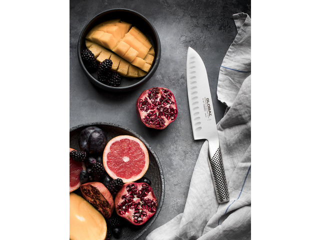 Global 3 Piece Knife Set with Santoku - Hollow Ground, Utility and Paring Knife