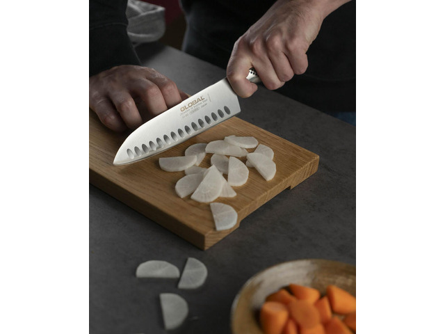 Global 3 Piece Knife Set with Santoku - Hollow Ground, Utility and Paring Knife