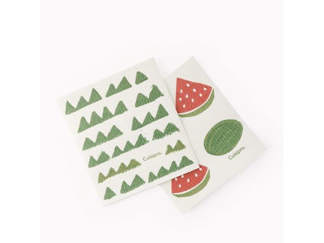 Cuisipro All Purpose Eco-Cloth Sponge Cloth, Green Triangle/Watermelon, Set of 2