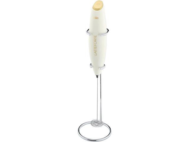 Cilio Latteforte Battery Powered Milk Frother with Stainless Steel Stand, White