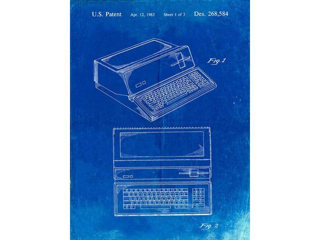 PP171- Faded Blueprint Apple III Computer Patent Poster Poster Print - Cole Borders (24 x 36)