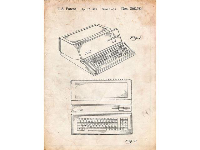 PP171- Vintage Parchment Apple III Computer Patent Poster Poster Print - Cole Borders (24 x 36)