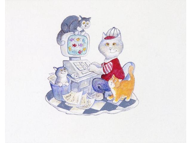 Computer Cat Poster Print - Bill Bell (36 x 24)