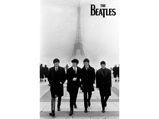 Beatles - Walking In Paris Eiffel Tower Poster Print (22 x 34)