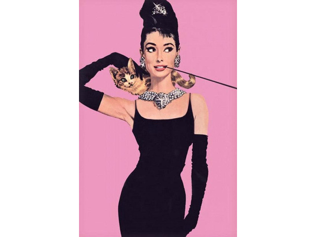 Audrey Hepburn Pink Poster Print (22 x 34)