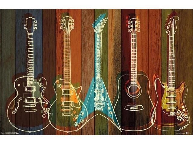 Guitars - Wall Of Art Poster Print (34 x 22)