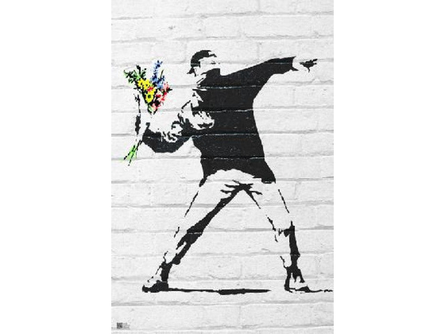 Banksy Flower Bomber Poster (24 x 36)