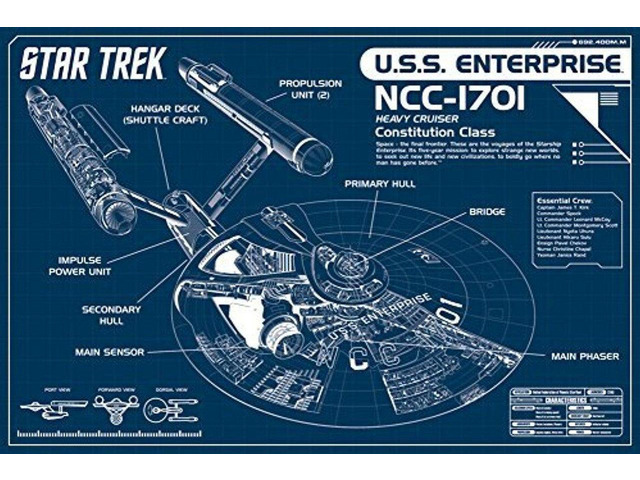 Star Trek Blueprint Enterprise Blueprint Poster Print (24 X 36)