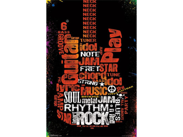 Guitar - Typography Poster Print (24 x 36)