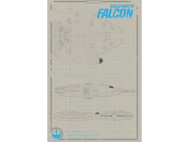 Collector - Star Wars The Force Awakens - Millennium Falcon (24x36) Poster Print (22 x 34)