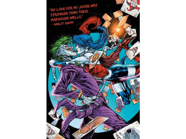 DC Comics Harley Quinn Joker Kiss Poster (24 x 36)