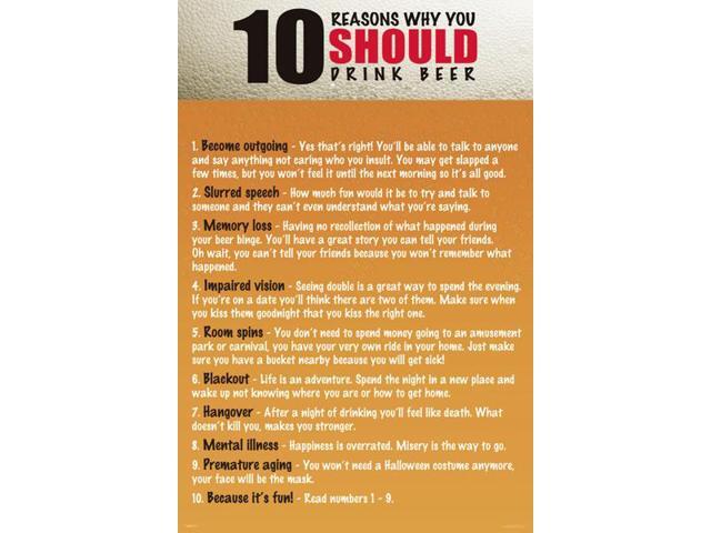 10 Reasons to Drink Alcohol Poster Print (22 x 34)