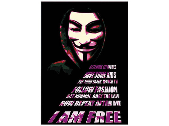 V For Vendetta Free I Am Free Poster (24 x 36)