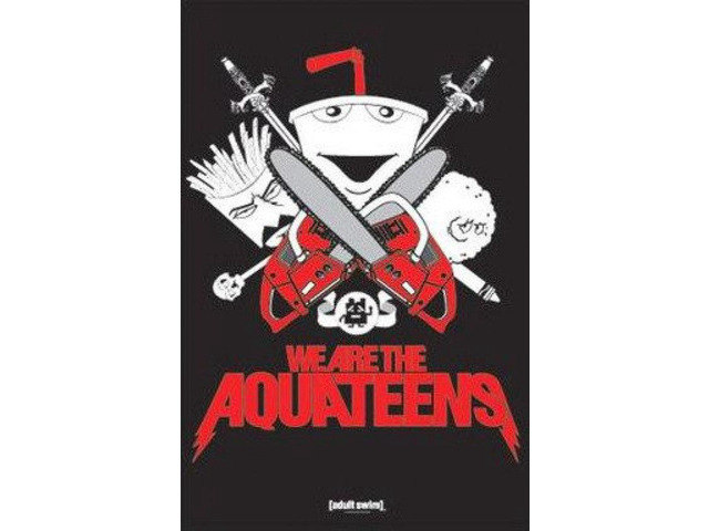 Aqua Teen Red & Black With Chainsaws Poster Print By (24 X 36)