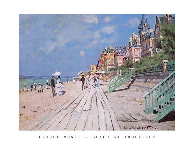 Beach At Trouville - Claude Monet Poster Print (28 x 22)
