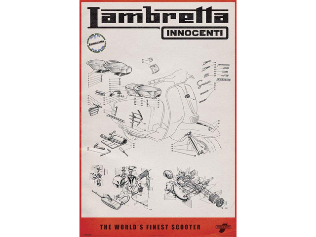 Lambretta - Line Drawing Poster Print (22 x 34)
